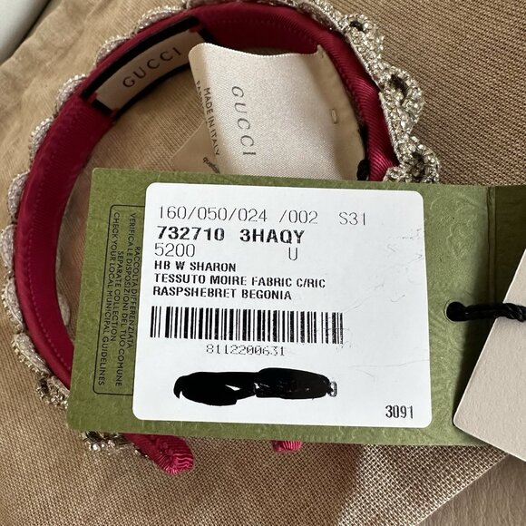 NEW GUCCI HAIRBAND CRYSTAL PINK HEADBAND 100% Authentic Sz M - Picture 7 of 9